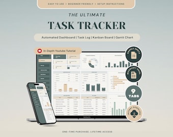 Ultimate Task Tracker Spreadsheet Takenlijstsjabloon Excel Tracker Eisenhower-matrix Google Spreadsheets Kanban-bord Taakbeheer Gantt-diagram
