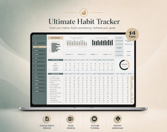 Ultimate Annual Habit Tracker Google Sheets Excel Daily Habit Weekly Goal Planner Spreadsheet Planner Template Monthly Habit Routine Tracker