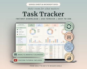 Task Planner Google Sheets Tracker Monthly Planner Template Kanban Board Gantt Chart Task Manager To Do List Planner Weekly Planner 2026