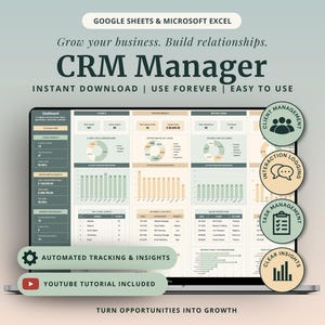 Client CRM & Lead Tracker Spreadsheet Client Tracker Excel Template CRM Google Sheets Small Business Planner Client Management Excel Tracker