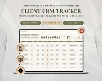 Client CRM & Lead Tracker Spreadsheet Client Tracker Excel Template CRM Google Sheets Small Business Planner Client Management Excel Tracker