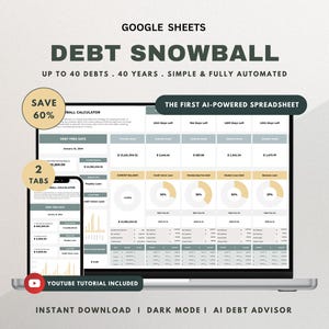 Debt Snowball Spreadsheet Google Sheet Debt Payoff Tracker Debt Snowball Calculator Debt Repayment Spreadsheet Personal Finance Debt Planner