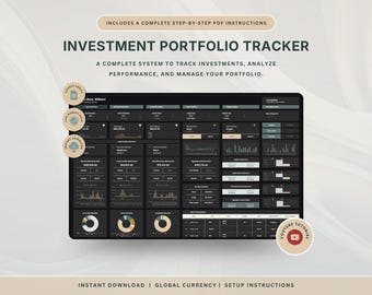 Investment Portfolio Spreadsheet Tracker Google Sheets Stock Portfolio Tracker Investment Dashboard Trading Journal Crypto Trading Dark Mode