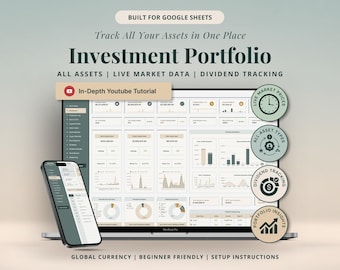 Investment Tracker Stock Portfolio Spreadsheet Google Sheets Planner Trading Journal Crypto Tracker Personal Finance Planner Spreadsheet