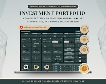 Investment Portfolio Tracker Spreadsheet Stock Portfolio Tracker Investment Dashboard Trading Journal Crypto Trading Dark Mode