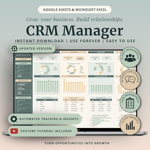 Client CRM & Lead Tracker Spreadsheet Client Tracker Excel Template CRM Google Sheets Small Business Planner Client Management Excel Tracker