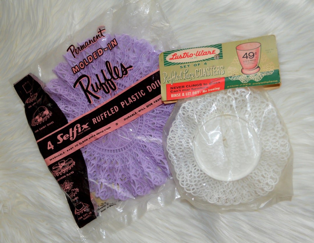 NEW OLD STOCK, 2 Packages of Vintage Plastic Ruffle Doilies, Lustro ...