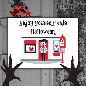 grappige halloween-vampierwenskaart | grappige en sarcastische kaart | bloed geven | geniet ervan | snarky kaart | afdrukbaar | digitale download