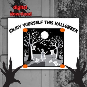 grappige halloween-mummiewenskaart | grappige en sarcastische kaart | toiletpapier | geniet ervan | snarky kaart | afdrukbaar | digitale download
