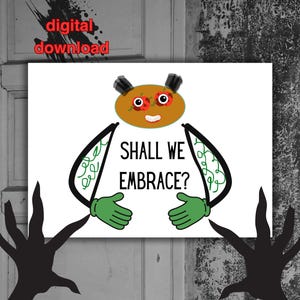 zullen we omarmen wenskaart | grappige en sarcastische liefdeskaart | relatiekaart | afdrukbaar | downloadbare kaart | digitale download