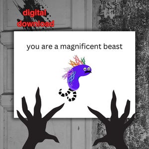 sei una magnifica bestia biglietto di auguri / biglietto d'amore divertente e sarcastico / relazione / stampabile / biglietto scaricabile / download digitale