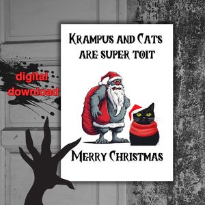 Carte de Noël drôle de krampus et de chats | krampus noël | de Noël de chat connard | carte sarcastique | imprimable | téléchargement numérique