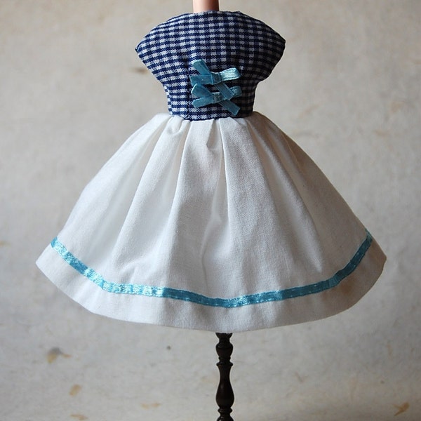 2011 OUT of SEASON SALE Summertime blues 50s Blythe doll gingham dress