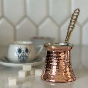 Copper Copper Turkish Greek Arabic Albanian Coffee Pot, Stovetop Copper Coffee Maker with Brass Handle, Cezve Ibrik Briki, Saucepan