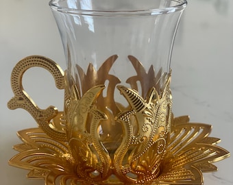 Tea Glasses Set, Turkish Tea Set, Tea Cups, Tea Glasses, Home Gifts, Wedding Gift, Christmas Gift set of 6