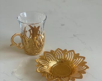 Turkish Tea Glasses Set, Turkish Tea Set, Tea Cups, Tea Glasses, Home Gifts, Wedding Gift, Christmas Gift