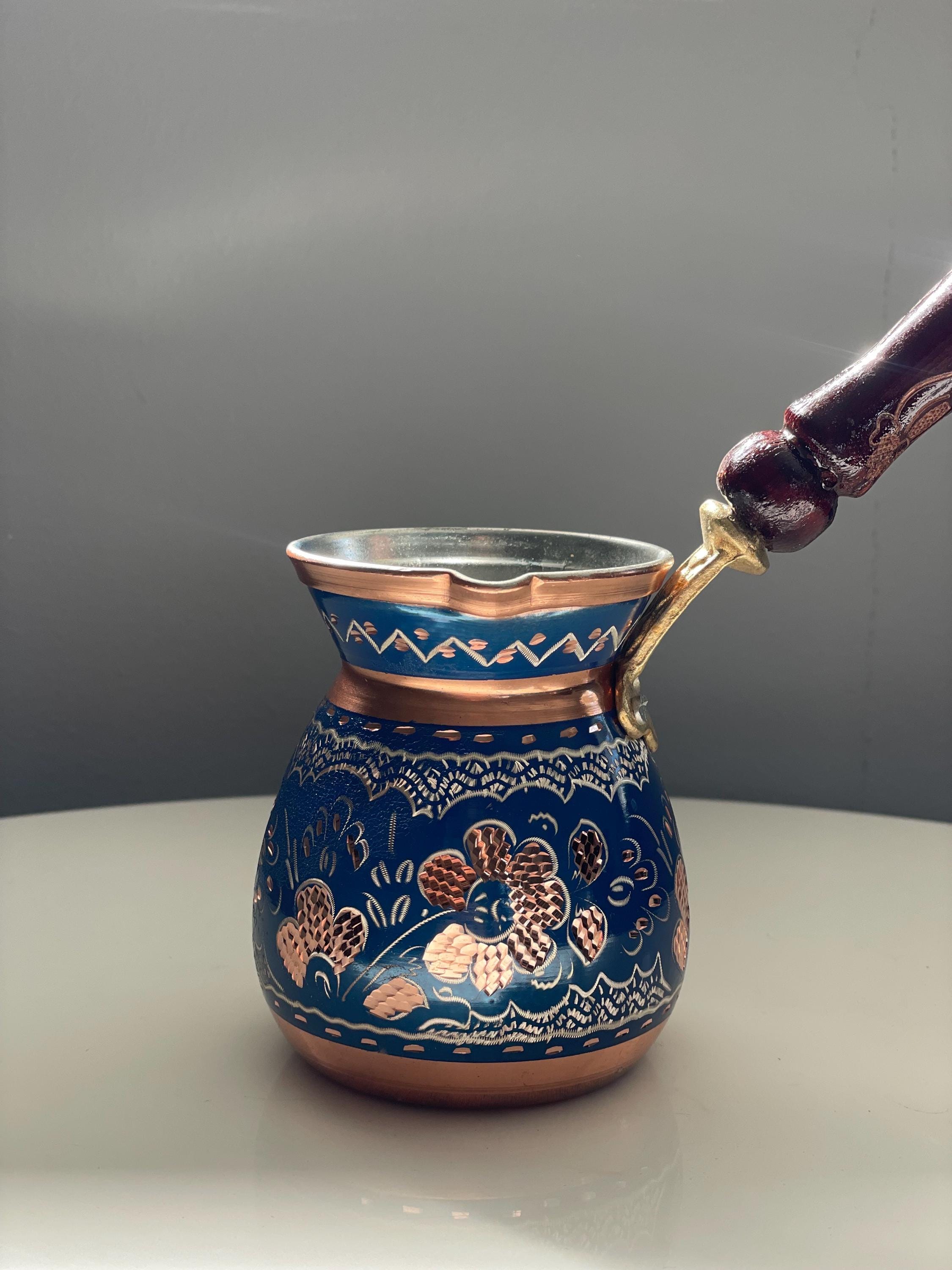 Solid Copper Turkish Greek Arabic Coffee Pot, Stovetop Copper