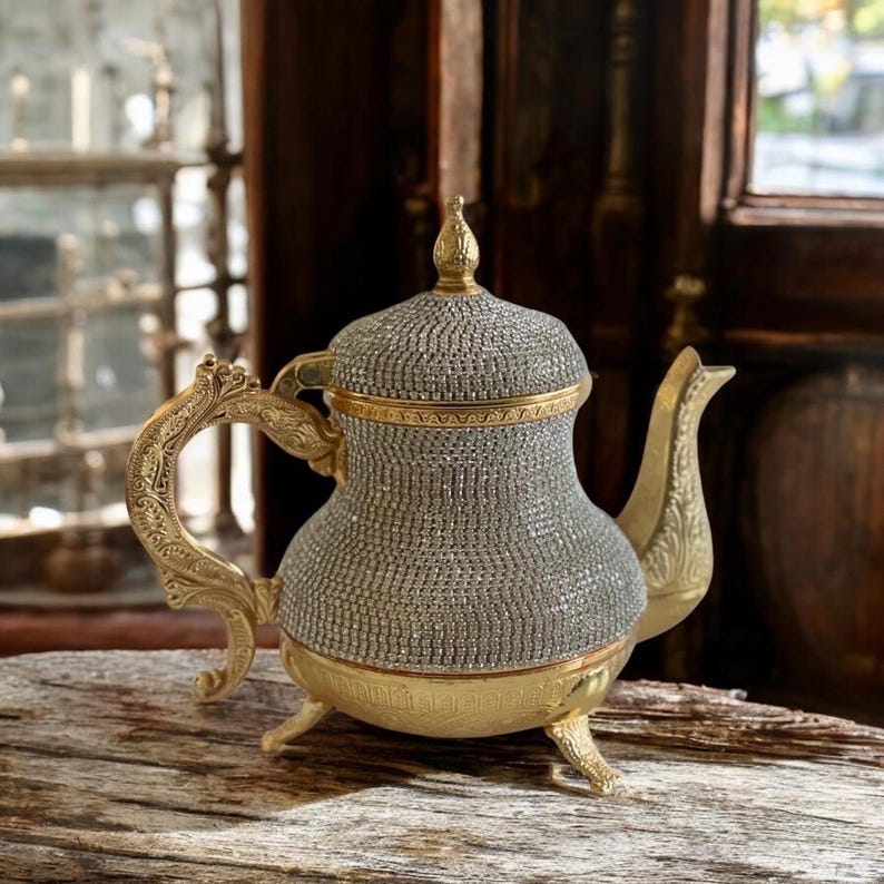 Authentic Handmade Crystals Coated Copper Teapot Tea Pot, Home Decor ...