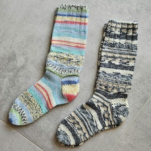 Handmade Opal Yarn Socks | Warm, Cozy, Unique | Soft Virgin Wool | Colorful Knitted Socks | Thoughtful Gift | for Hiking, Relaxing | Unisex