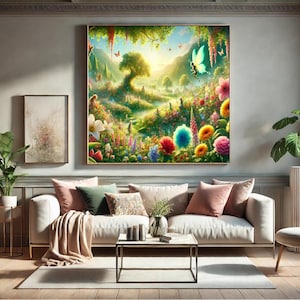 Fantasy Magical Mystical Nature Fairy Enchanted Whimsical Floral Dreamy Landscape Digital AI Art Illustration Colorful