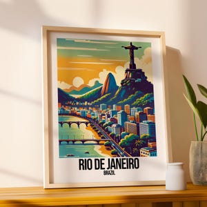 Rio de Janeiro Travel Poster Rio de Janeiro digital download  Brazil Wall Art - Christ the Redeemer Printable Illustration Brazil Wall Art