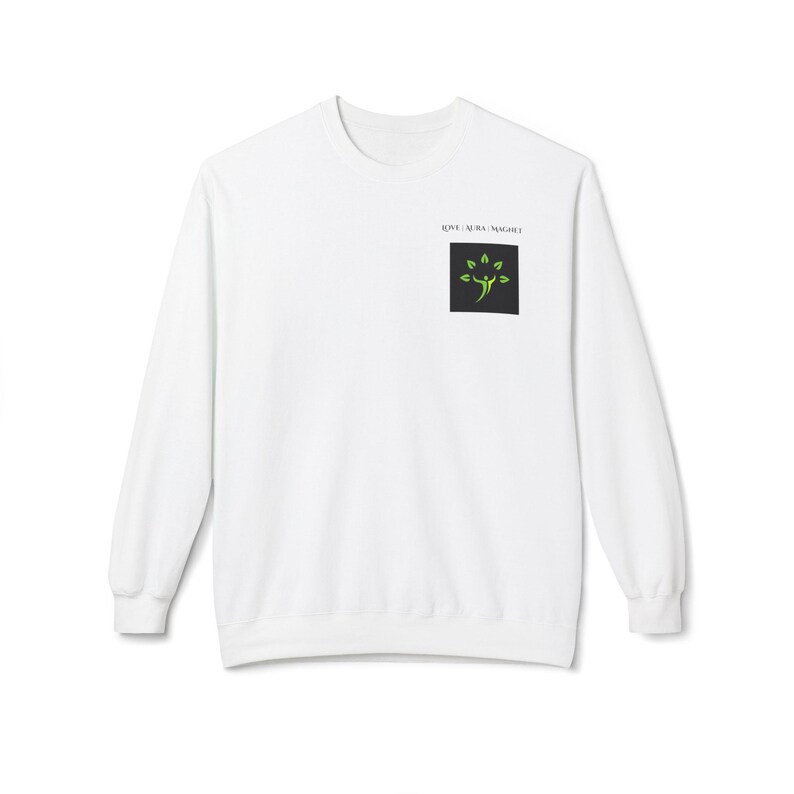 Ímã Love AURA - Moletom unissex de gola redonda em fleece macio e de peso médio - 80% algodão penteado, 20% poliéster, modelagem relaxada imagem 7