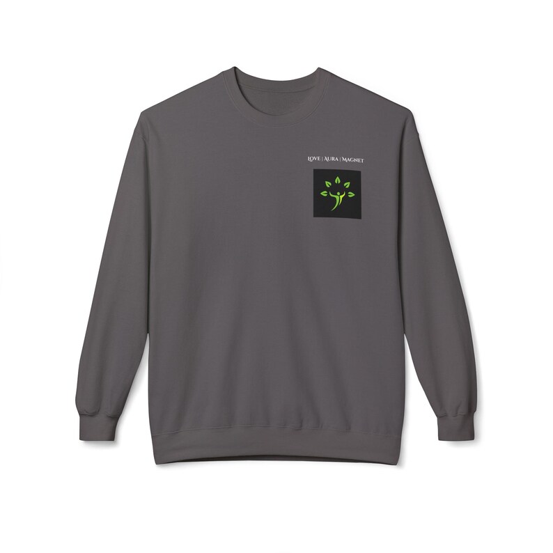 Ímã Love AURA - Moletom unissex de gola redonda em fleece macio e de peso médio - 80% algodão penteado, 20% poliéster, modelagem relaxada imagem 10
