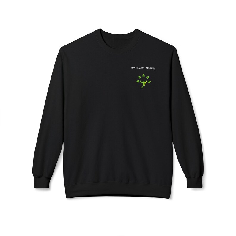Ímã Love AURA - Moletom unissex de gola redonda em fleece macio e de peso médio - 80% algodão penteado, 20% poliéster, modelagem relaxada imagem 3