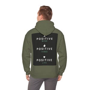 Positive Mind, Vibes, Life,  - Hooded Pullover Sweatshirt - Unisex Heavy Blend™ - Your Mind | Cozy Motivational Hoodie