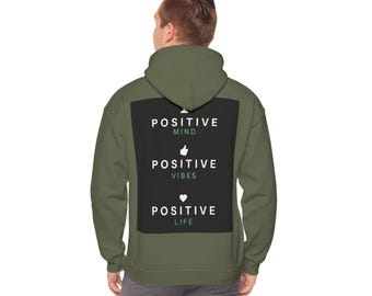 Mente positiva, buenas vibras, vida: Sudadera con capucha unisex Heavy Blend™ - Tu mente / Sudadera motivacional acogedora