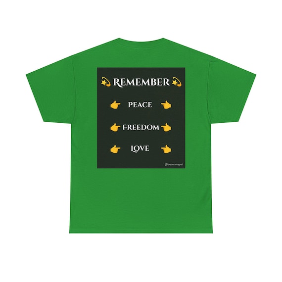 Peace, Freedom, Love - Unisex Heavy Cotton Tee - inspirational Graphic Shirt for Men & Women