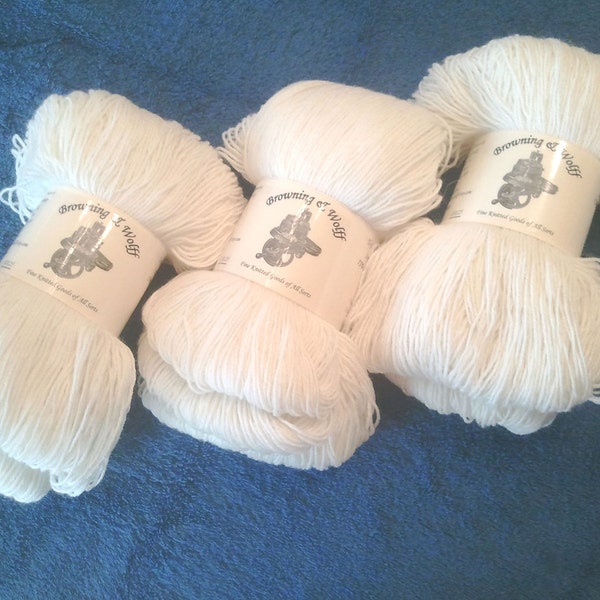 BFL Superwash/Nylon Sock Yarn - White - 100g Skein