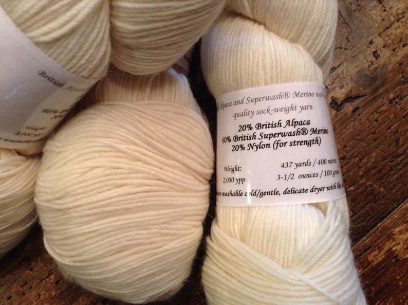 British Alpaca/Merino/Nylon SW sock weight yarn 100 grams image 1