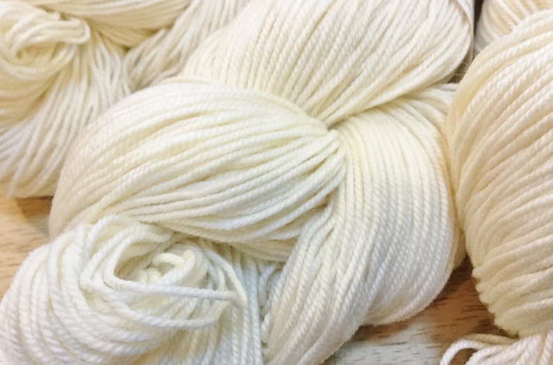 Merino Superwash/Nylon SPORT Sock Yarn Natural White 100g Skein image 2