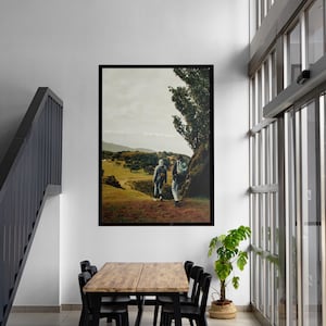 Posterdruck, Fanal-Waldfotografie, Zwei Personen gehen, Holzrahmen-Wandkunst, Wohndekor, Naturdruck, Landschaftsbild, Reisefoto