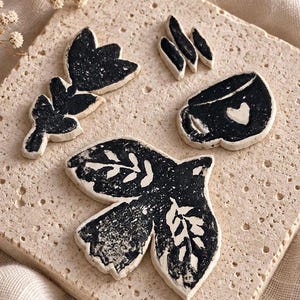 Folk Art Clay Stamp Templates, Printable Block Print Patterns, Linocut & Foam Printing Designs