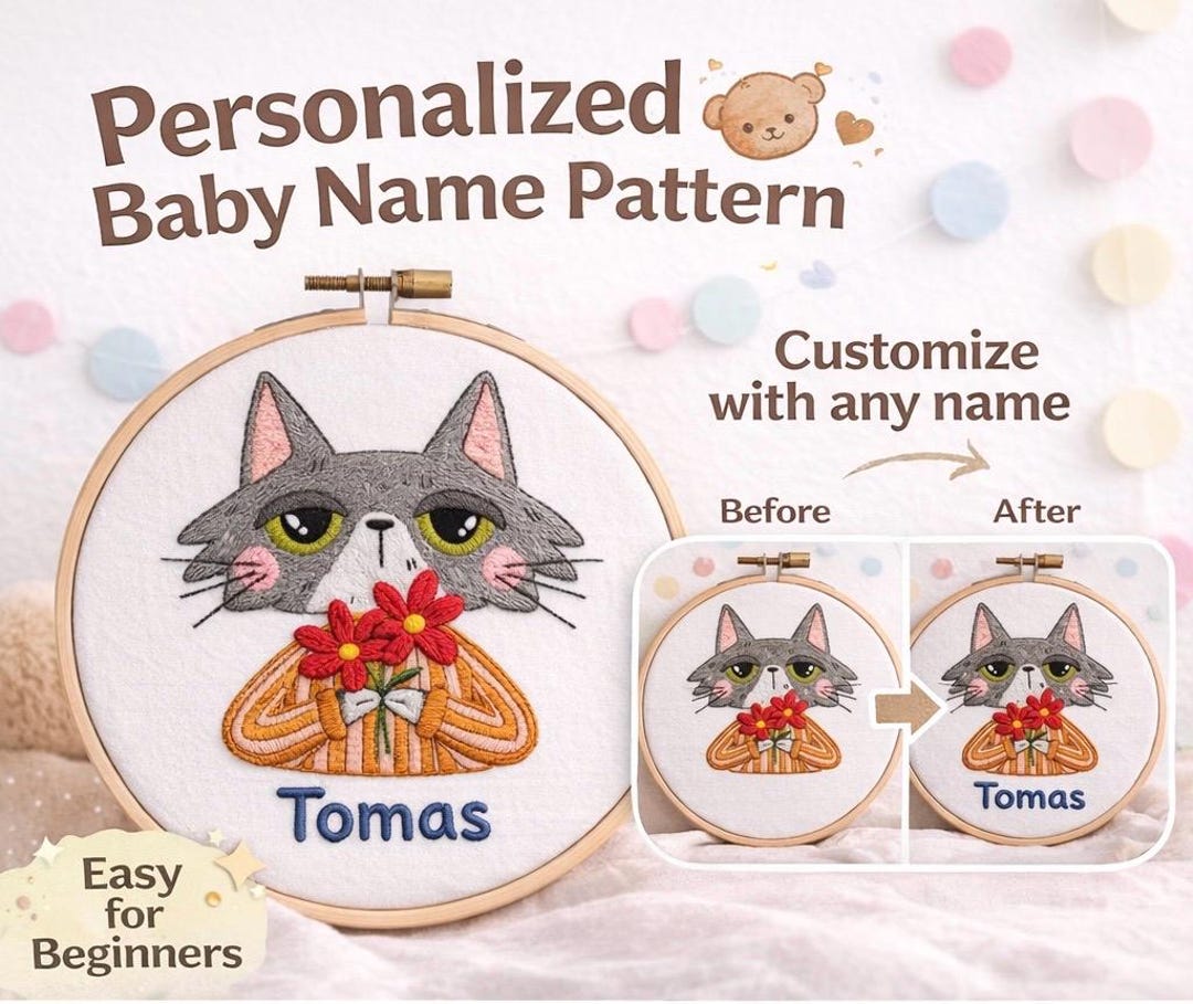 Personalized Name Pattern Personalized Baby Name Embroidery Pattern, Nursery Decor Design ...