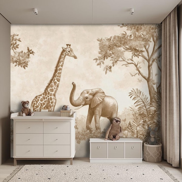 Safari Jungle Animals Wallpaper | Kids Nursery Decor | Peel & Stick