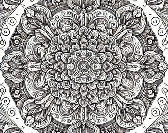 Adult Stress Relief Mandala Coloring Pages Digital Files 5 Image Bundle ...