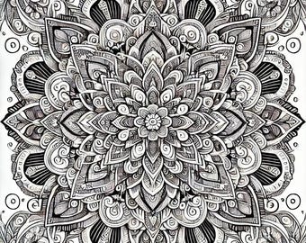 Adult Stress Relief Mandala Coloring Pages Digital Files 5 Image Bundle ...
