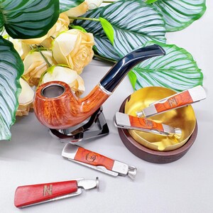 Herramientas para pipas personalizadas, prensa portátil para pipas, regalo para fumadores, accesorios para fumar, regalo de madera hecho a mano, regalo de cumpleaños para él.