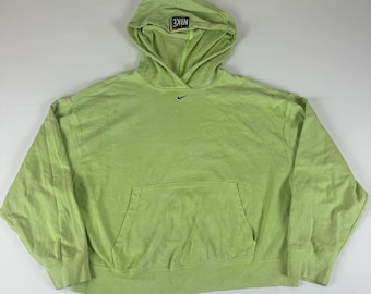Felpa con cappuccio Nike da donna, grande, verde, vintage anni '90, con logo Just Do It