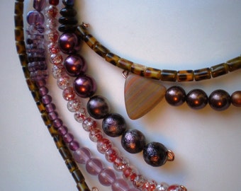 Glass Beads - Red - Burgandy - Shades of Brown