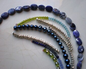 Glass Beads - Blues - Green - Silver