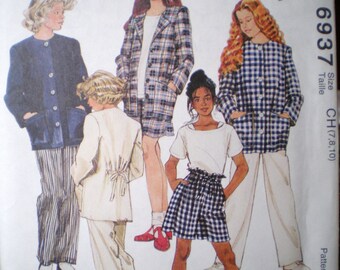 McCalls Pattern 6937 - Girls Jacket, Top, Pants and Shirt - sizes 7,8,10 -