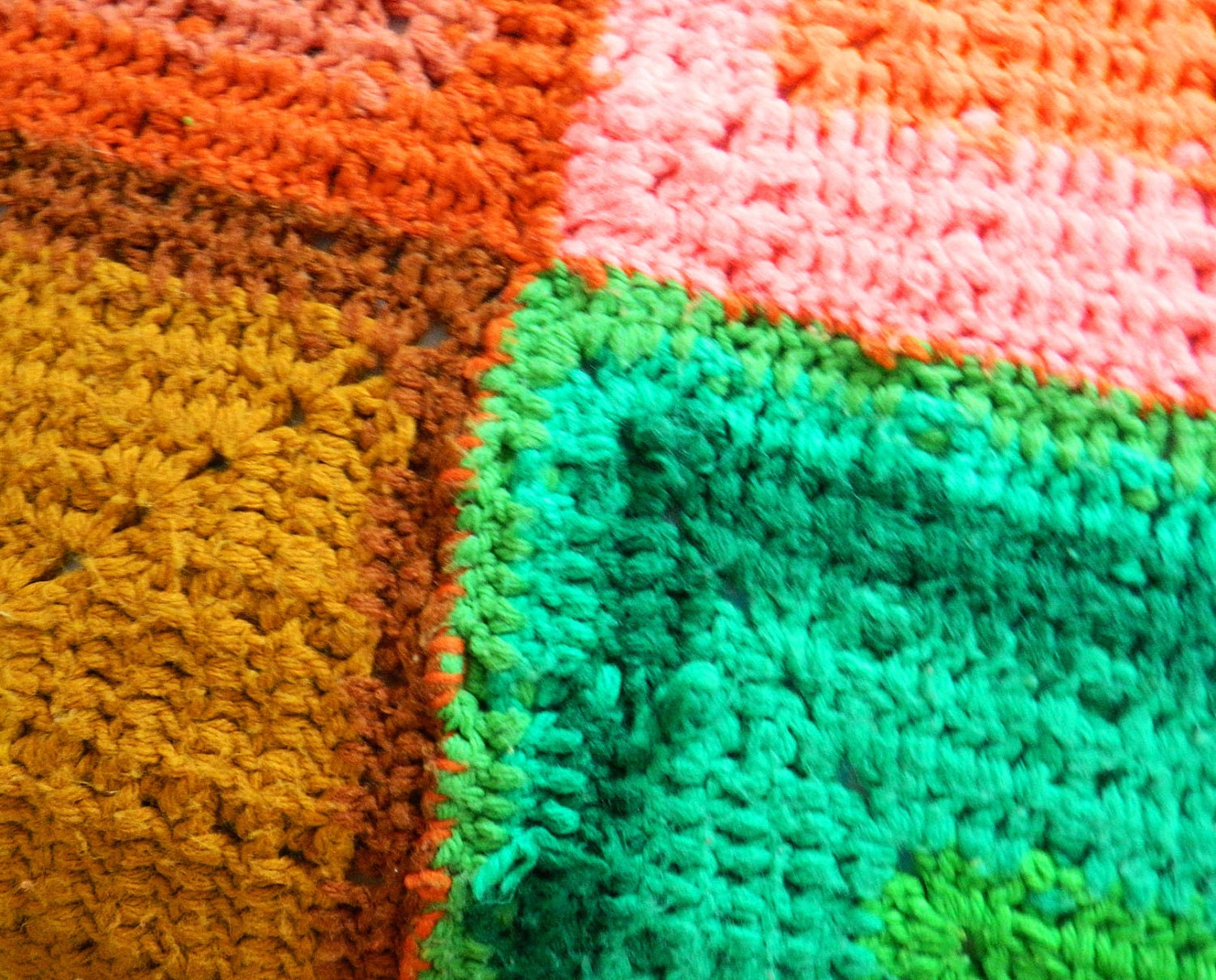 Bright Vintage Crocheted Blanket Etsy