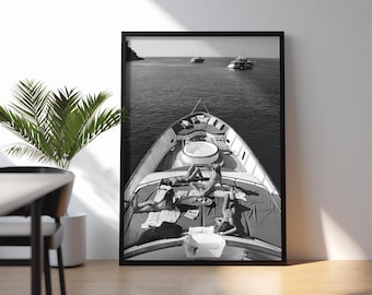 Luxury Yacht Poster, Old Money Aesthetic, Luxurious Boat Print, Sailing in Summer Poster, Luxury Fashion Print, DIGITAL DOWNLOAD