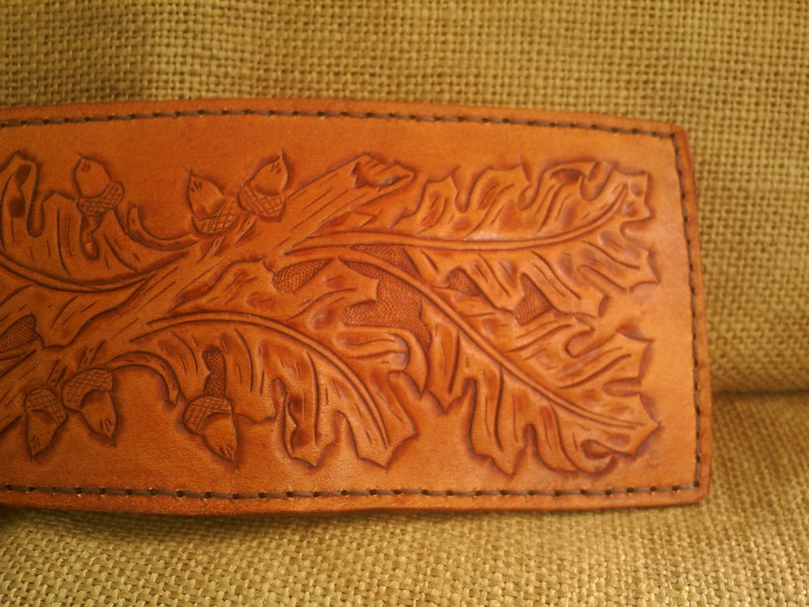 Handmade Leather OAK LEAF WALLET in Antique Brown Etsy