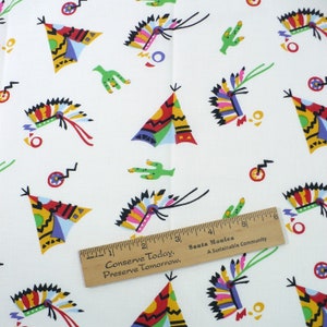 Vintage Children fabric, Teepee, Cactus, Fat Quarter, cotton, OOP