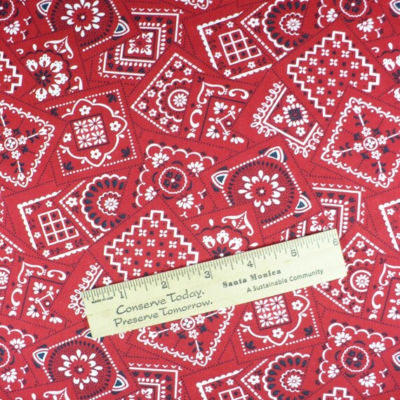 Red Bandana fabric western print western apparel cotton Etsy